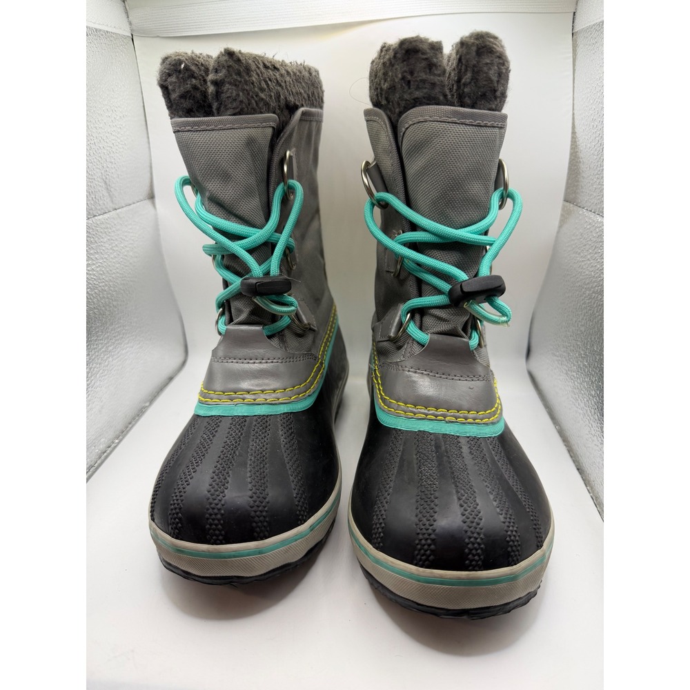 Sorel Youth Cumberland Waterproof Winter Boots Grey Turquoise NY1962-052 Size 1